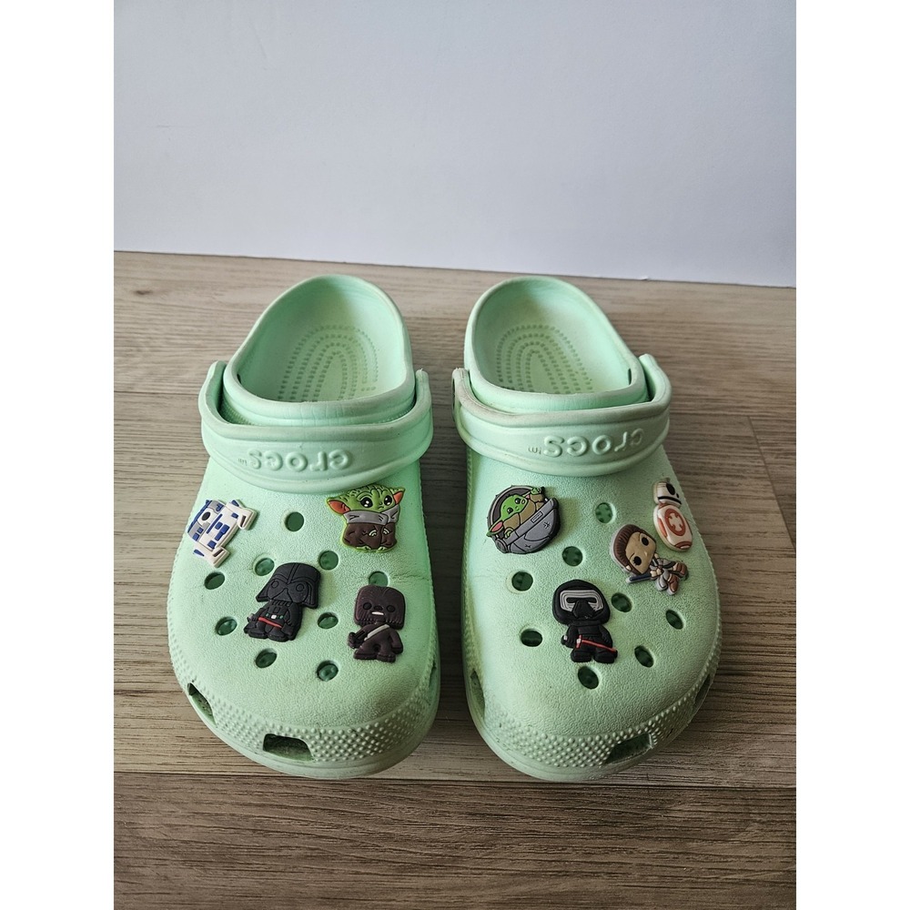 Mint Green Crocs Classic Clogs Size M6/W8‎ With Star Wars Jibbitz Charms